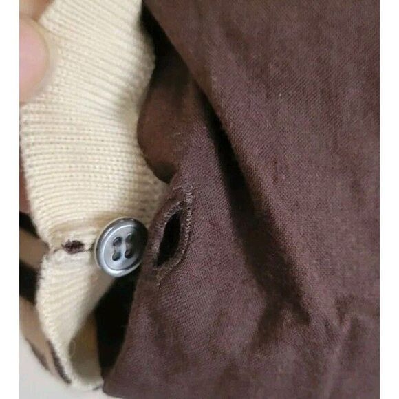Tory Burch Merino Wool Dickie V-neck Sweater Brown size S - Picture 4 of 10